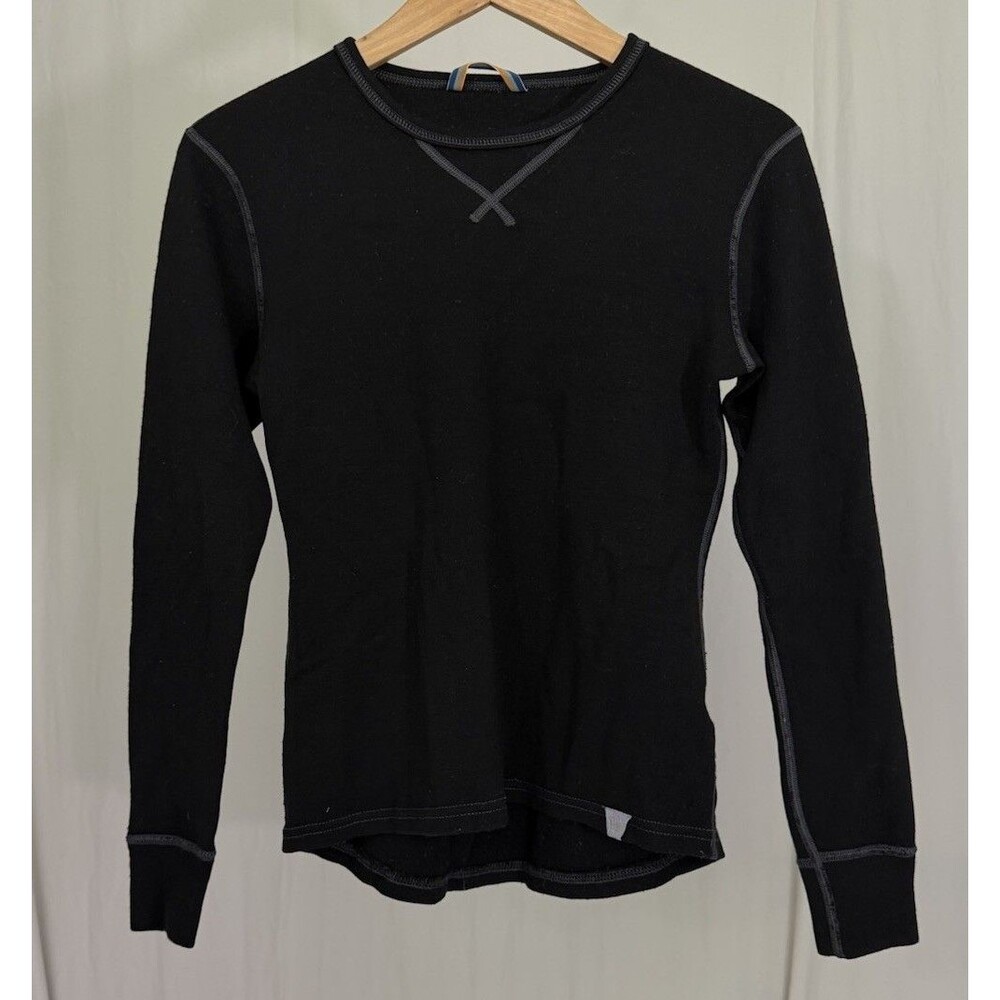 Meriwool Women’s S 100% Merino Extra Fine Wool Midweight Crew Sweater Black